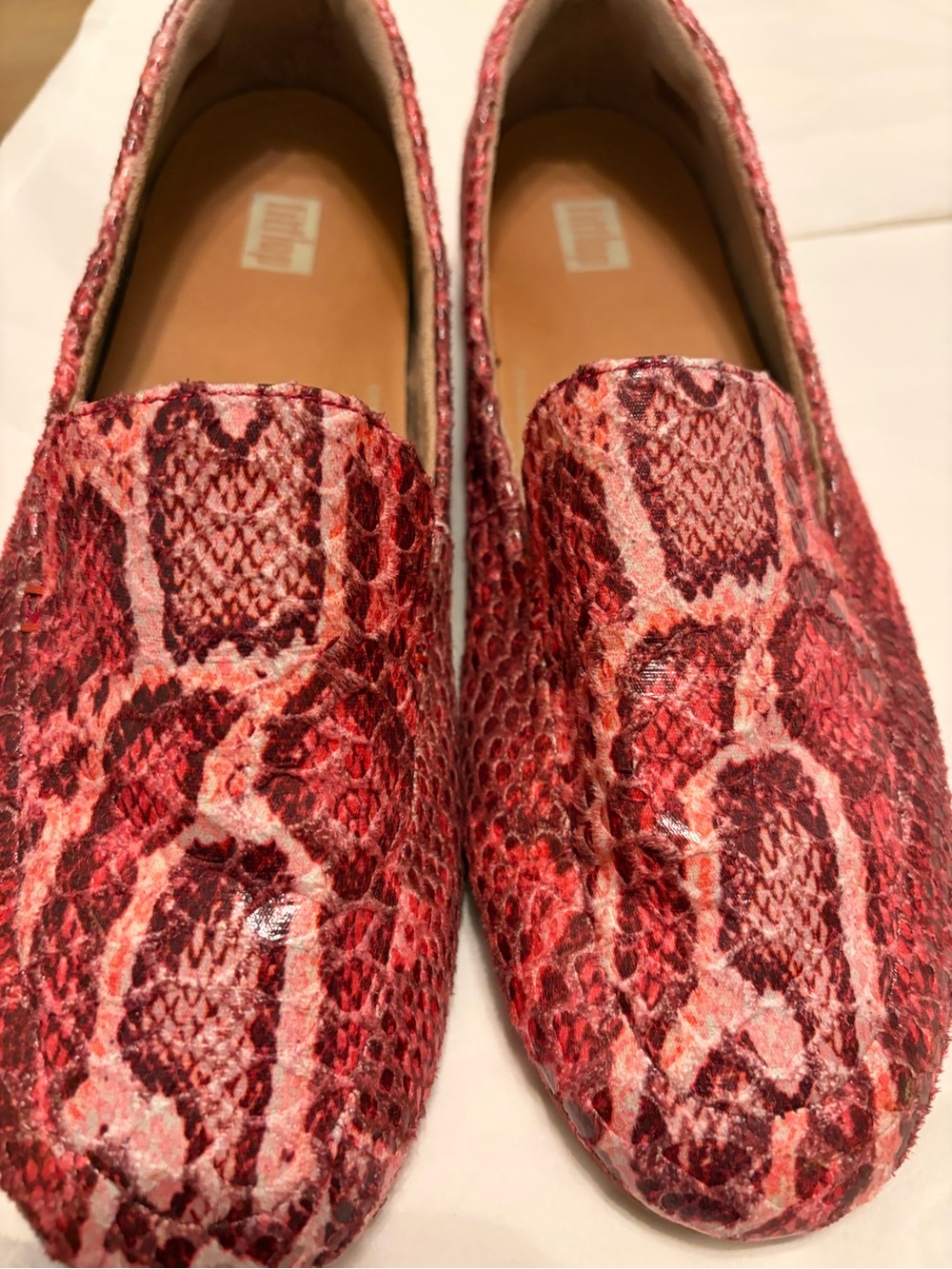 Fitflop Red Snake-Print Slip-On Loafers